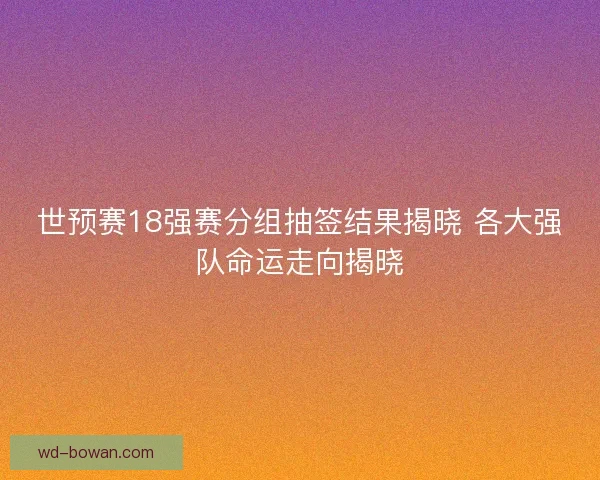 世预赛18强赛分组抽签结果揭晓 各大强队命运走向揭晓